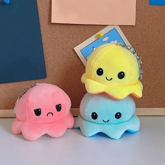 Octopus Plush Reversible Mood Keychain/Purse Charm, NWOT - Picture 4 of 8